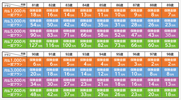 更新専用保険金額